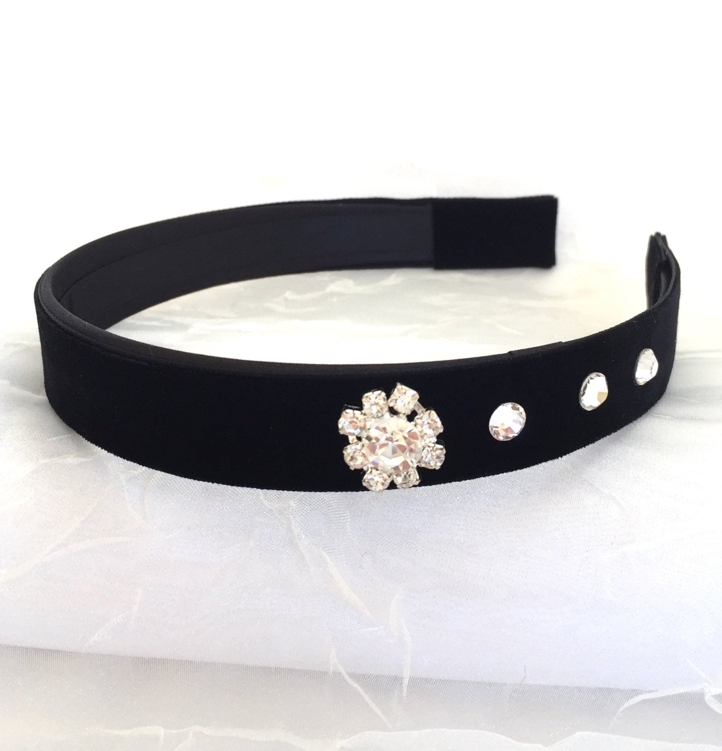 Velvet Headband Black Hairband Crystal Headband Classic