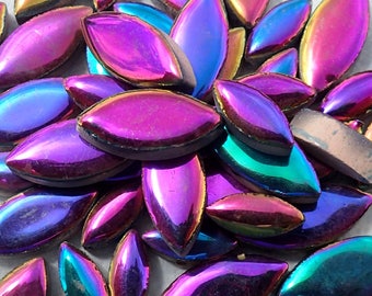 Colorful Metallic Petals Mosaic Tiles - 50g Ceramic Leaves in Mix of 2 Sizes 1/2" and 3/4" - Disco Lights