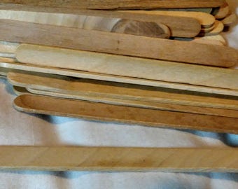 Popsicle Sticks, 100 Wood, 4.5 inches X one half inch, craft supply, assemblage