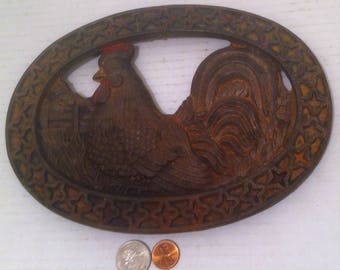 Vintage Metal Cast Iron Heavy Duty Rooster, Country Decor, 9 x 6 1/2, Kitchen Decor (e)