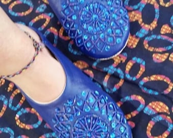 Handmade ladies Moroccan leather Babouche slippers with sequins