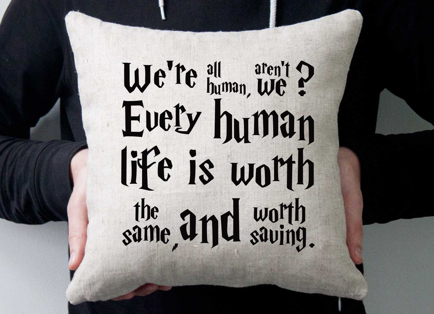 Harry Potter phrase pillow. Linencotton pillow. Handmade