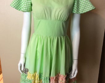 Vintage 1960s Original Myrna Snow Country Square Dance Dress - size Small Yee-Haw!!