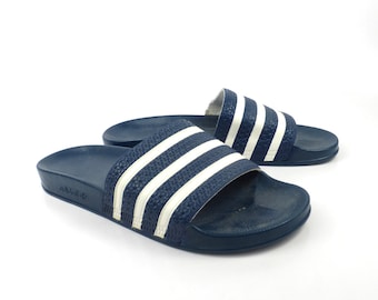 Adidas Sandals Vintage 1990s Shoes Slides Stripe Rubber Soccer men's size 12