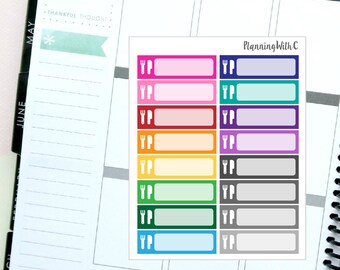 16 Dinner/Food Labels Rainbow Multicoloured Themed Planner Stickers for Erin Condren, Kikki K, Filofax, Happy Planner, Websters Pages