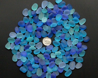 beach sea glass lot bulk wholesale mixed color blue cobalt purple-blue light blue 12-16mm pieces