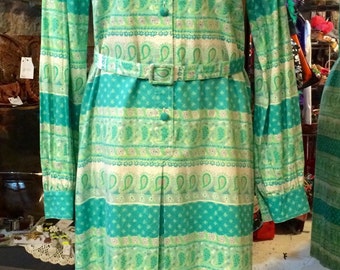 1970's paisley cotton dress. Size M/L.