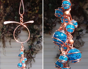 Wind Chimes Glass Copper Garden Art Suncatcher Yard/Lawn/Outdoor Decor