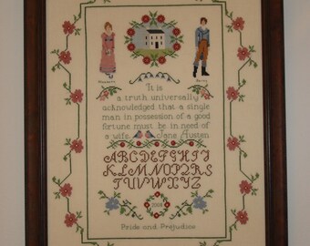 Jane Austen Pride and Prejuidice Sampler Elizabeth Bennet and Mr. Darcy