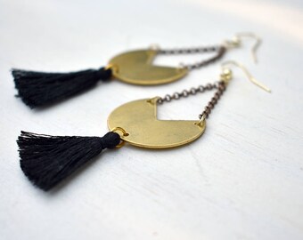 Brass and tassel Sway Earrings // Brass //