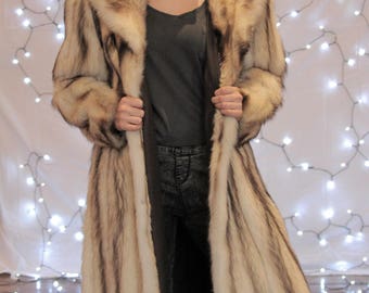 Natural Fitch Coat, Fitch Fur, Fur Coat, 1990's Fur Coat, Vintage Fur