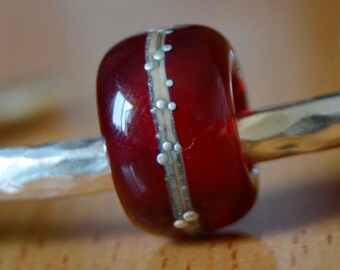 Unique Handmade Lampwork Glass European Charm Bead with Pure Silver - SRA - Fits all charm bracelets - Silver Core Options