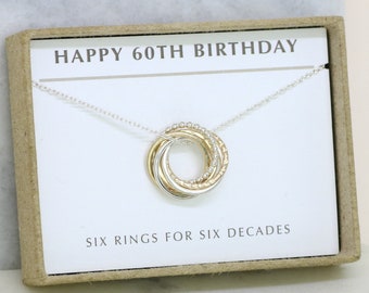 60th birthday gift for her, 60th birthday necklace, 60th gift for wife, mom, sister, dainty necklace for 60th - Lilia