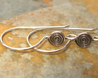 2 Bali Sterling Silver Earwires with Circular Disk 23mm x 12mm Low Shipping