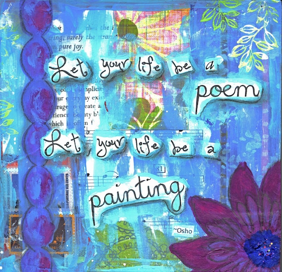 Items similar to Poem, Painting, Inspirational 6x6 Mixed Media Painting