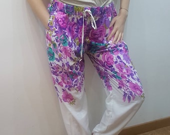 white pants with flowers