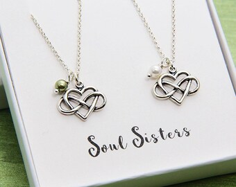 Best Friend Necklace, Set of 2 Necklace, Sterling silver Heart Necklace, Infinity Necklace, Personalized Necklace, Gift for Best Friends