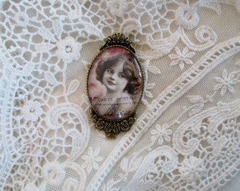 French Carte Postale jewelry, Victorian Cameo, Ephemera,Boho, Inspired Gift giving ready, for her, Boho, French Shabby Chic,