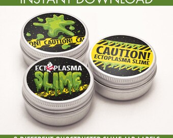 Ghost-busters Slime 2.5" Jar Sticker Labels includes 3 Versions, Ghost-buster Party, Slime Party | INSTANT Download PDF Printable Set