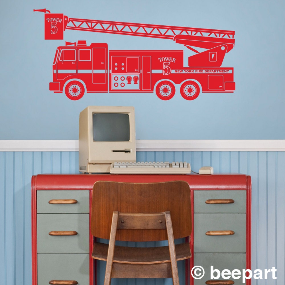 fire truck wall decal fire truck sticker art boys wall