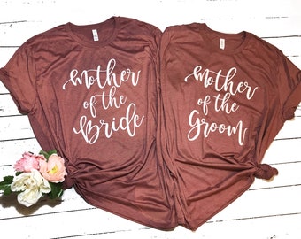 Mother of the Bride and Groom Graphic Tees Short Sleeve - Custom T-Shirt for Wedding Party Rose Mauve Shirts