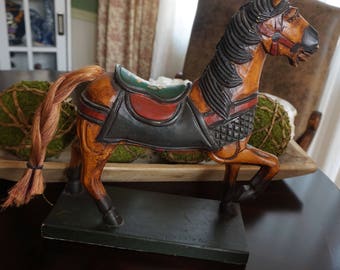 Vintage, Art Deco Craved Wood Horse