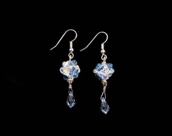 Swarovski crystal cube and Swarovski crystal teardrop earrings