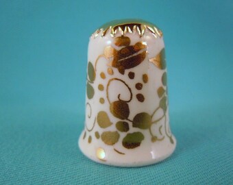 Thimble Bone China with Gold Flowers