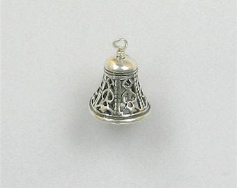 Sterling Silver 3-D Movable Filigree Bell Charm