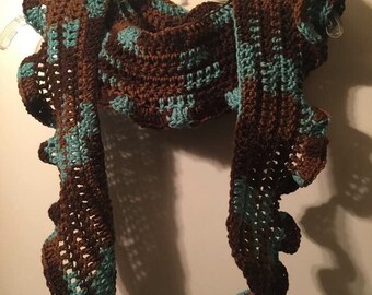 Crochet Skinny Ruffled Scarf