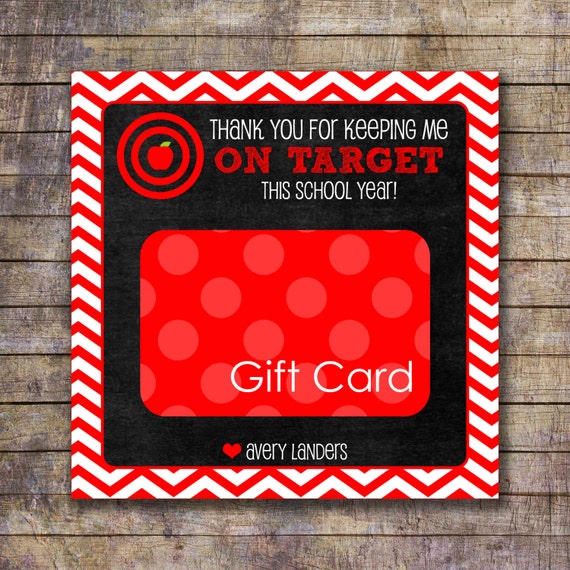 Printable On Target Teacher Appreciation Gift Card Holder