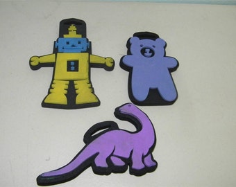 3 Foam Stamps Stamp Robot Teddy Bear Dinosaur 11612