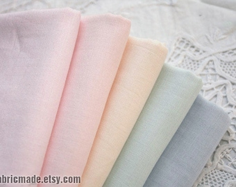 A Fat Quarter- Pastel Gauze Cotton Fabric, Light Blue Pink Green Ivory Double Layers Gauze for Baby