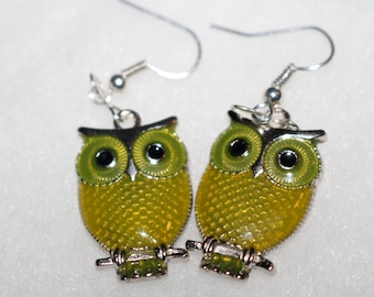 Yellow Owl Earrings Silver perfect gift or treat yourself these are beautiful