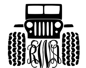 Monogram Jeep Car Decal Jeep Monogram Car Decal Jeep