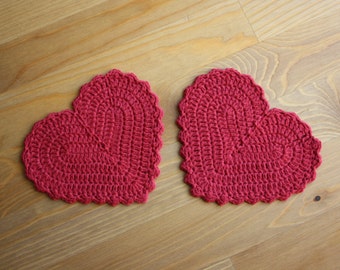 Crochet Heart Coasters