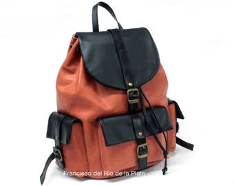 Vintage Leather Backpack 3 Pockets