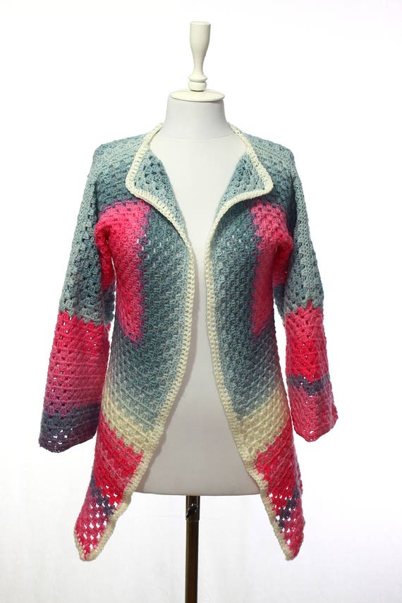 Oma Platz Strickjacke Jacke Hexagon Cardigan Hand häkeln volle