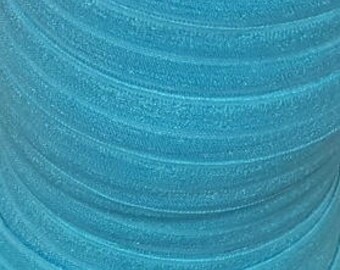 TURQUOISE Fold Over elastic headband 5/8" FOE wholesale yard 1 5 10 15 yards