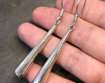 Vintage Sterling silver handmade earrings, solid 925 silver teardrop earrings, stamped 925, minimalist, simple, modernist