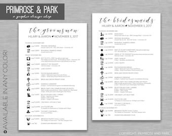 Bridal Party Timelines • Wedding Party Timelines • Wedding Schedule • Bridal Party • Wedding Party Itinerary