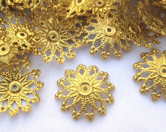 20pcs Brass Bead Cap Filigree Findings for DIY Jewelry ca024