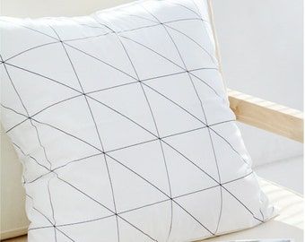 Black Line Geometric Pillow cover, Black and White Pillow Case