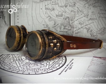 Steampunk goggles with leather strap, vintage goggles, aviator goggles, steampunk glasses, mad max goggles, cosplay goggles