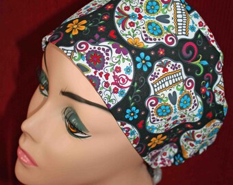 Black Sugar Skulls Surgical Cap (biker/chemo/surgical) - BACK IN STOCK!