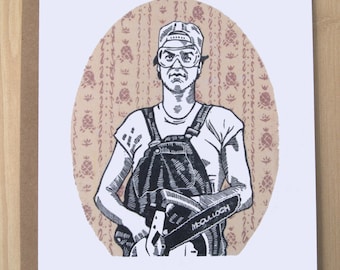 Mr. Mom/Father's Day/Greeting Card/Linocut