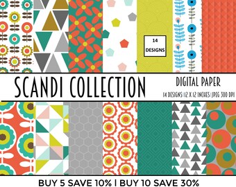 commercial use, digital paper, digital papers, scandinavian, digital paper pack, scrapbook, scrapbooking, scandi, card making, collage she
