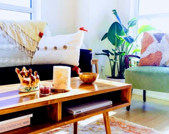 Mid Century Modern Coffee Table Solid Wood 36" - MADE TO ORDER