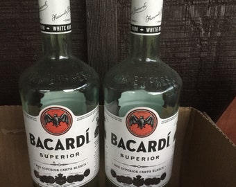Clean empty Bacardi Superior Bottle for crafts