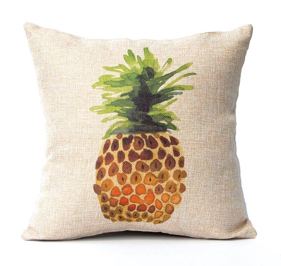 watercolor pineapple pillow cover tropical decor hawaiian devi designs pillow